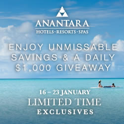 Enjoy Extraordinary Savings & Daily $1,000 Egift Givaway at Anantara Hotels