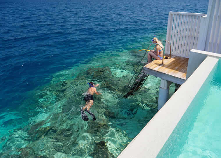 water villa suited for snorkelling in maldives