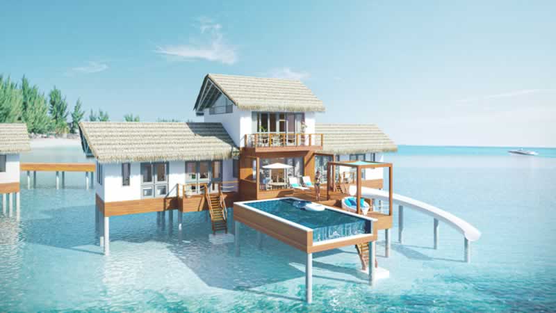 water villa with slide