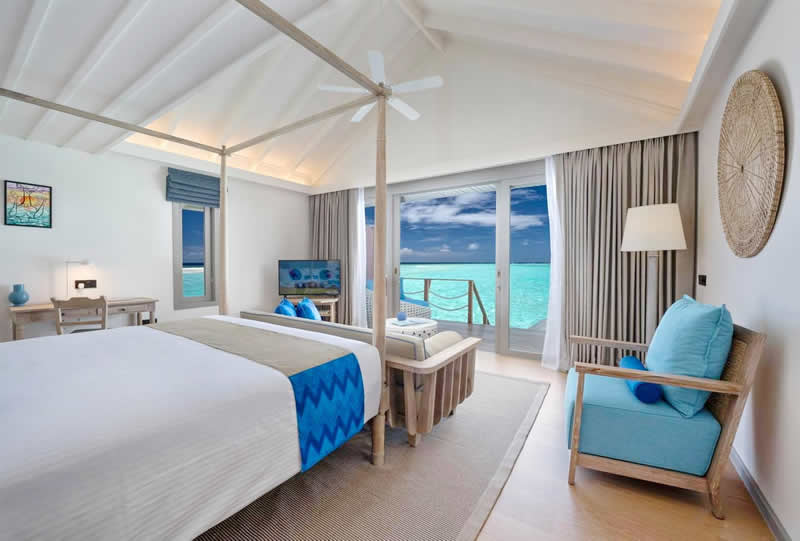 cora cora maldives resort, water villa with slide