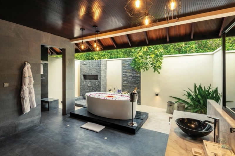luxury water villa interior
