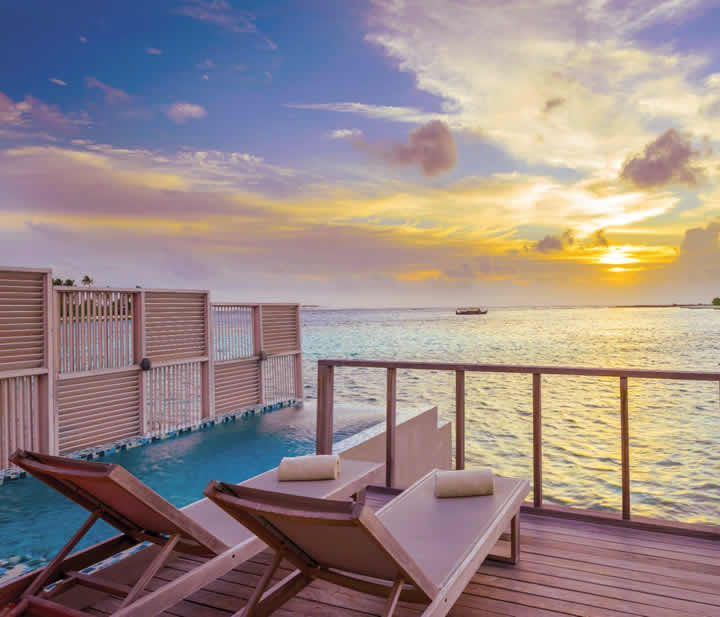 sunset water pool villa in maldives