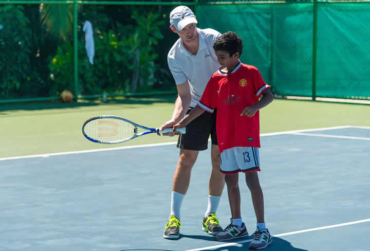 a tennis player in the maldives